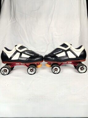 Riedell 951 Black & White Roller Skates With Arius Red Plates Men's Size 10